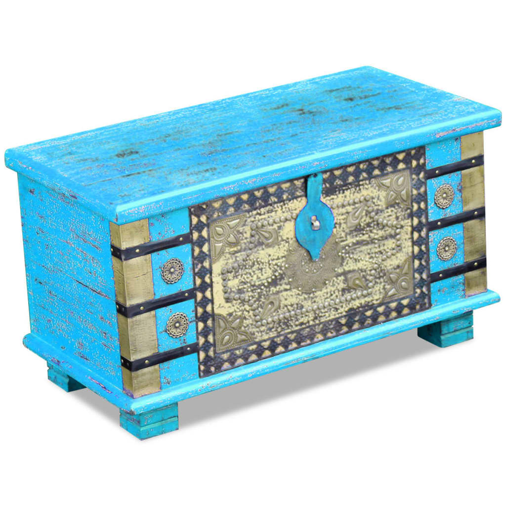 vidaXL Úložná truhla modrá z mangovníkového dřeva 80x40x45 cm