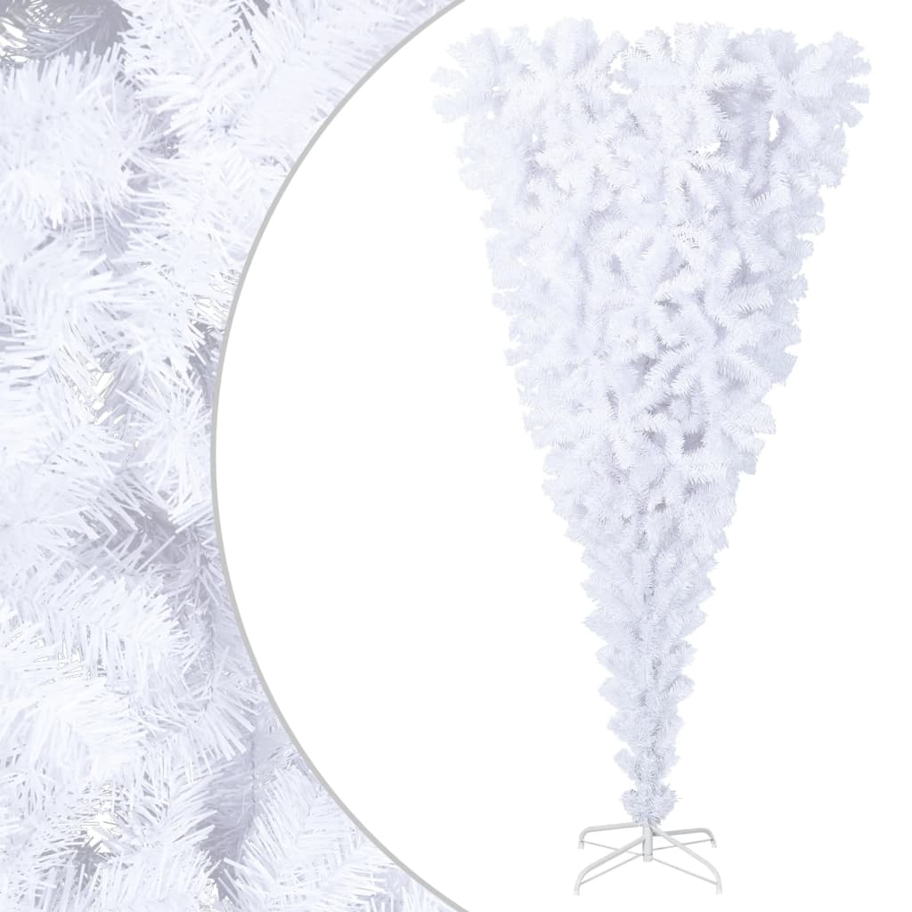 vidaXL Obrácený umělý vánoční stromek se stojanem bílý 210 cm