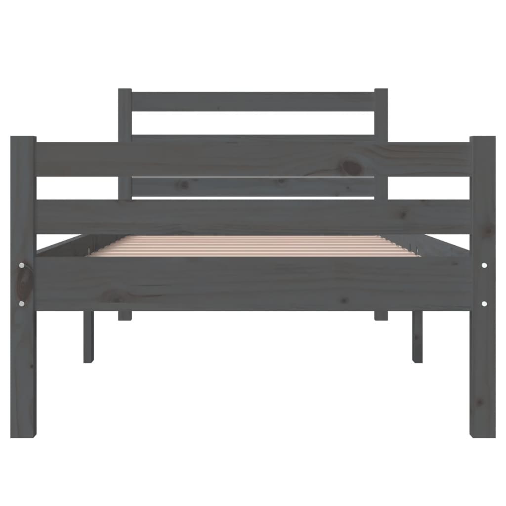 vidaXL Rám postele šedý masivní dřevo 90 x 200 cm