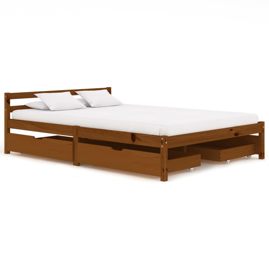 vidaXL Rám postele 4 zásuvky medově hnědý masivní borovice 140x200 cm