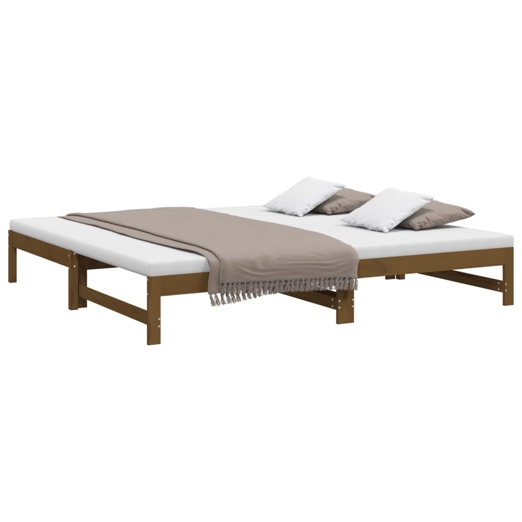 vidaXL Výsuvná postel medově hnědá 2x(100x200) cm masivní borovice