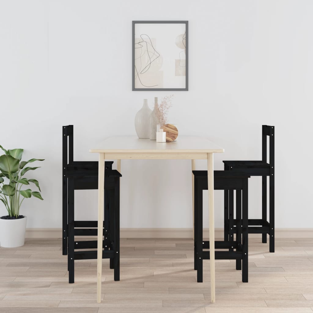 vidaXL 4dílná sada barových židlí černá masivní borové dřevo