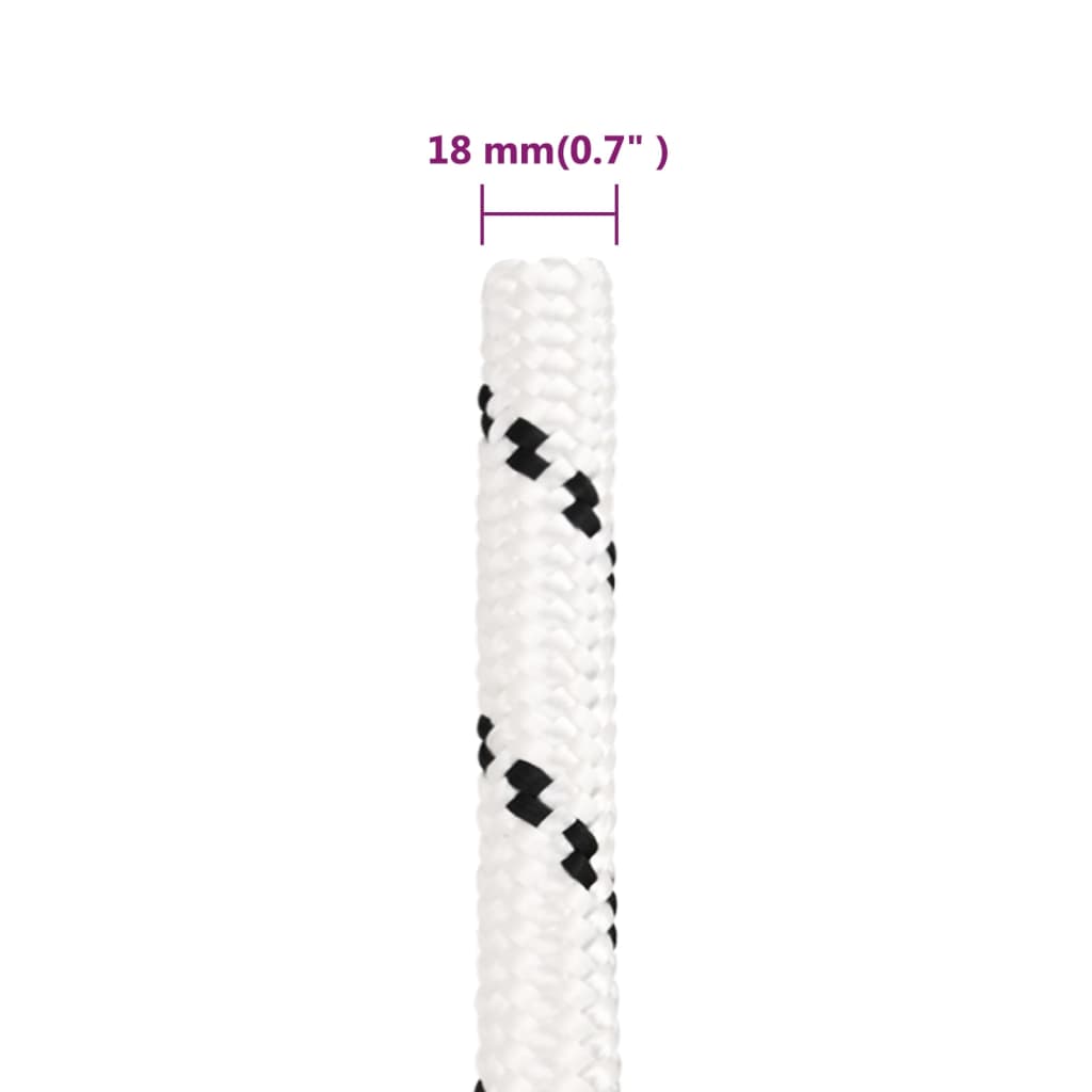 vidaXL Pracovní lano bílé 18 mm 50 m polyester