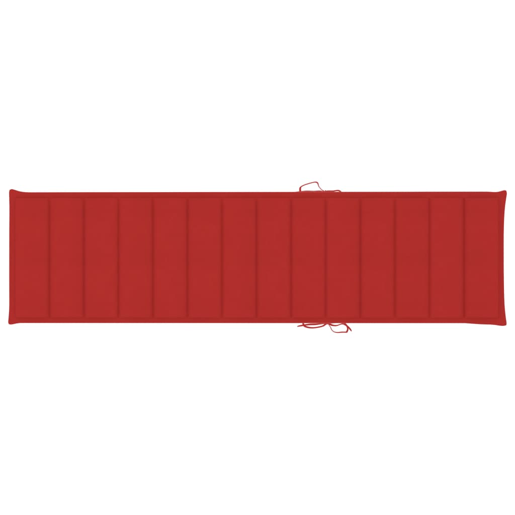 vidaXL Zahradní lehátko s červenou poduškou masivní teak