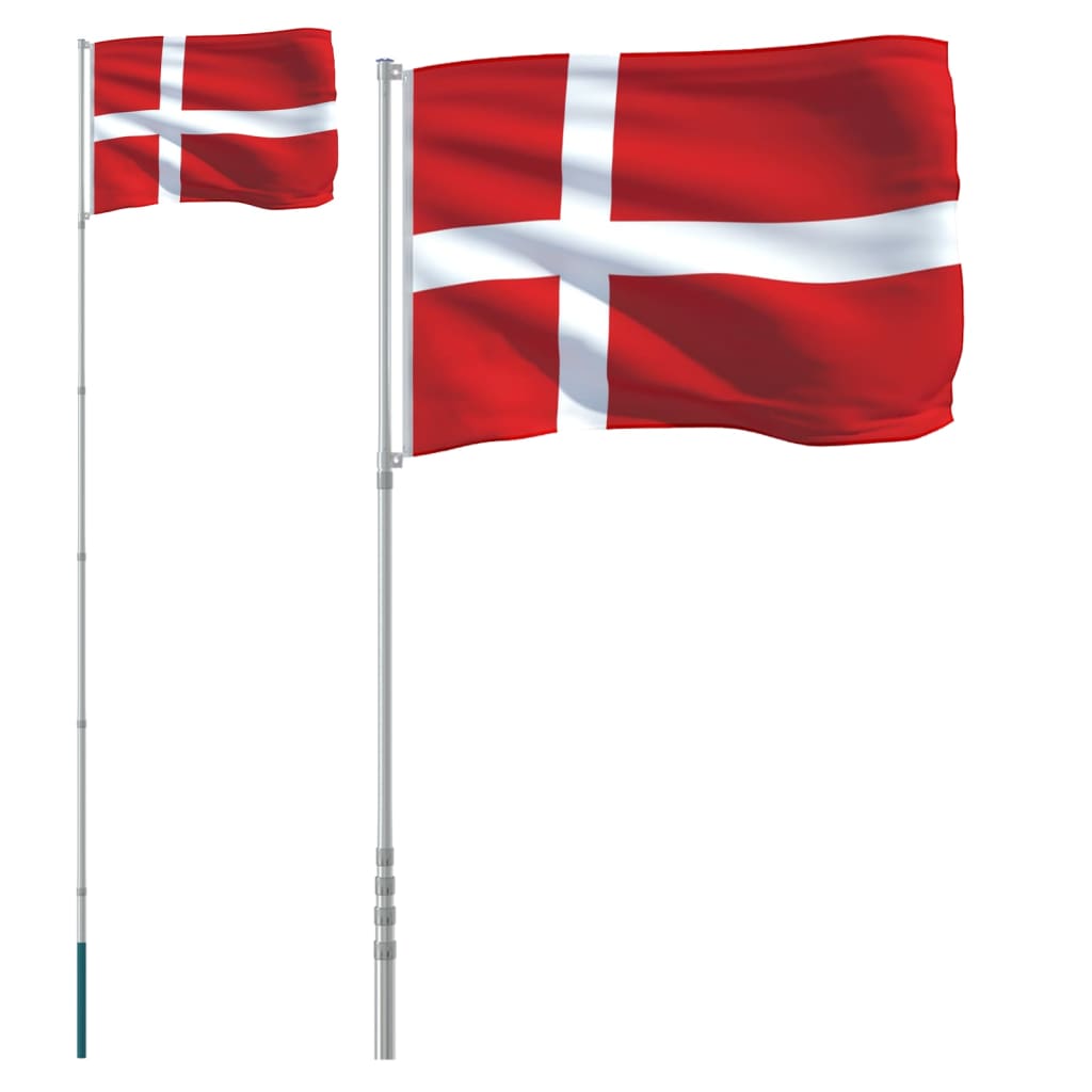 vidaXL Vlajka Dánska a stožár 5,55 m hliník