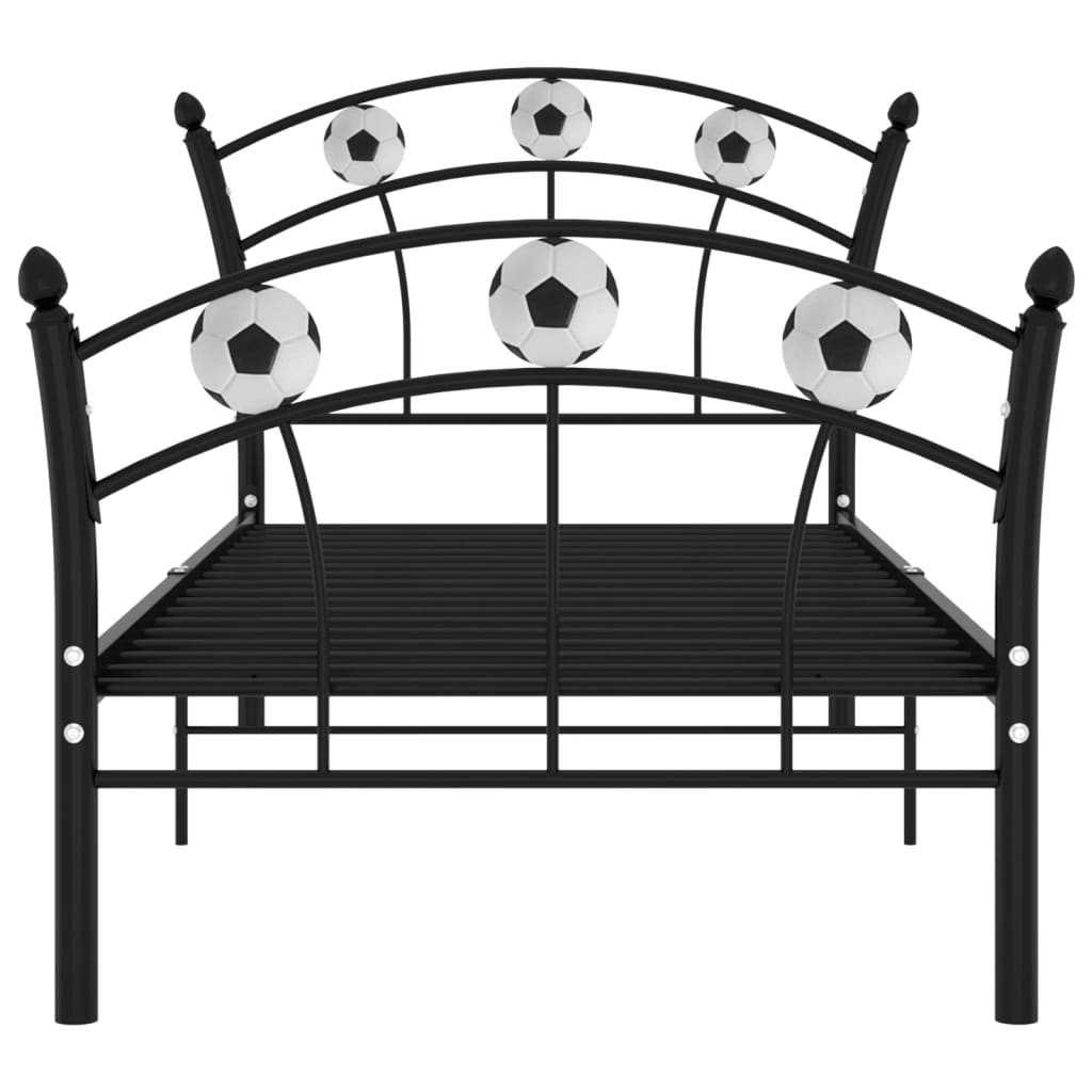 vidaXL Rám postele s fotbalovým motivem černý kov 90 x 200 cm