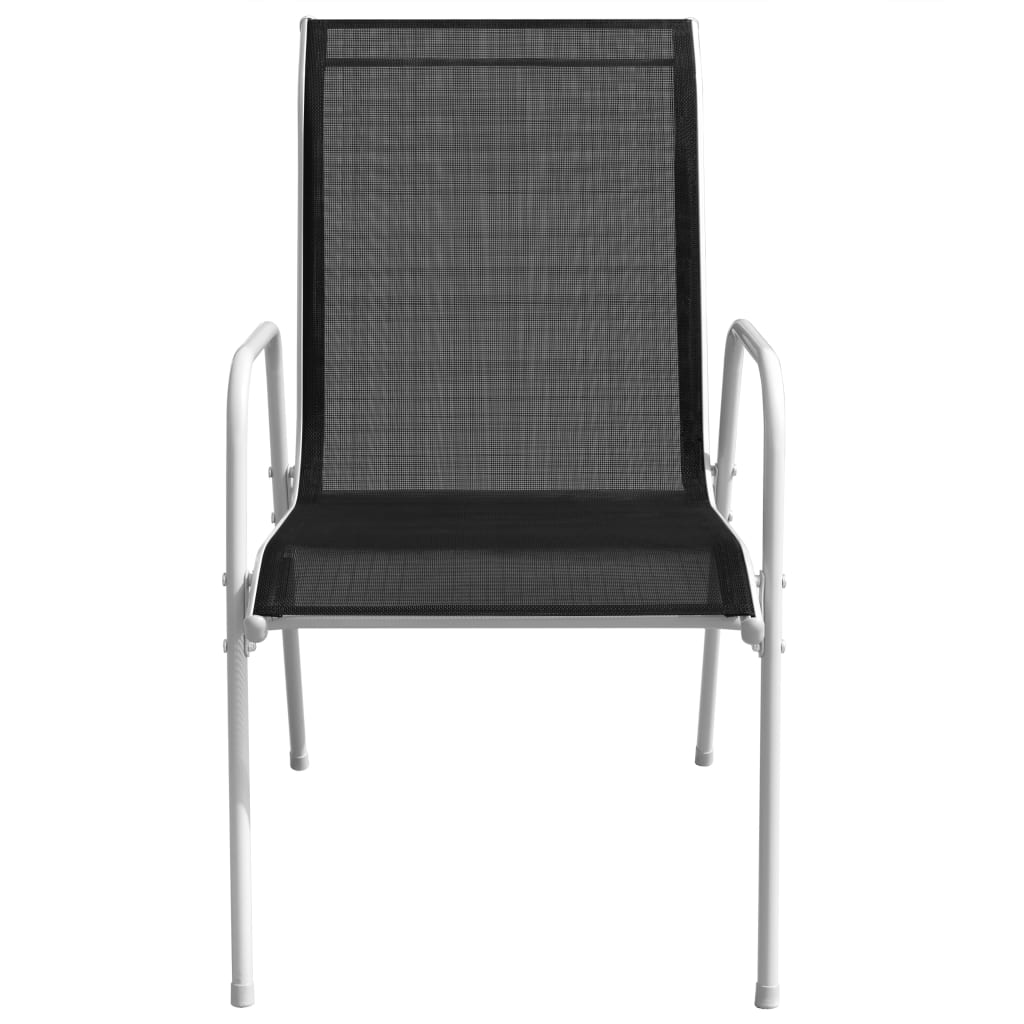 vidaXL Stohovatelné zahradní židle 2 ks ocel a textilen černé
