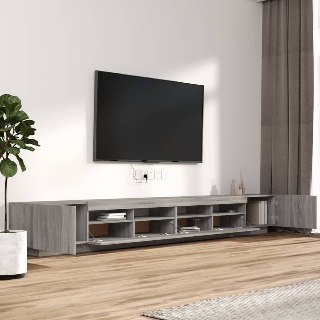 vidaXL 3dílný set TV skříněk s LED světly šedý sonoma kompozitní dřevo