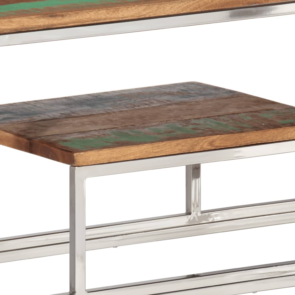 vidaXL Konzolový stolek stříbrný nerezová ocel a recyklované dřevo