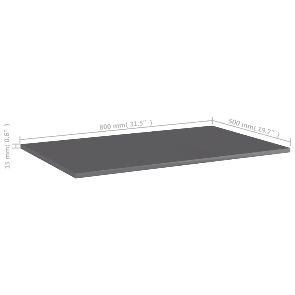 vidaXL Přídavné police 4 ks šedé vysoký lesk 80x50x1,5 cm dřevotříska