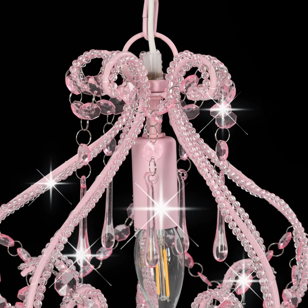 vidaXL Stropní svítidlo s korálky růžové kulaté E14
