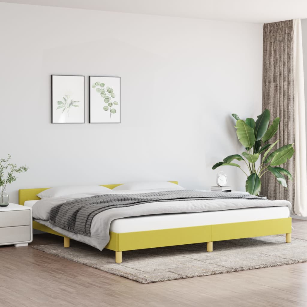 vidaXL Rám postele s čelem zelený 200x200 cm textil