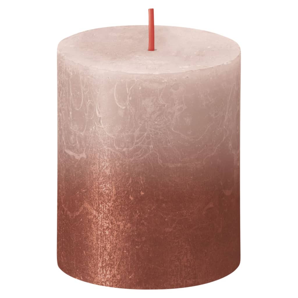 Bolsius Rustikální válcové svíčky Sunset 4ks 80 mm mlžná růžová jantar