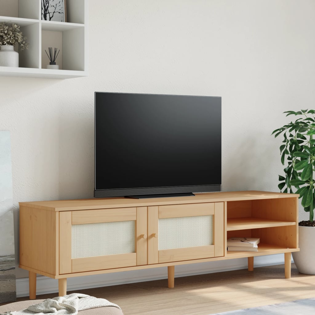 vidaXL TV skříňka SENJA ratanový vzhled hnědá 158x40x49 cm borovice