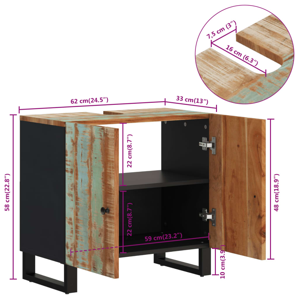 vidaXL Umyvadlová skříňka 62x33x58 cm recyklované a kompozitní dřevo