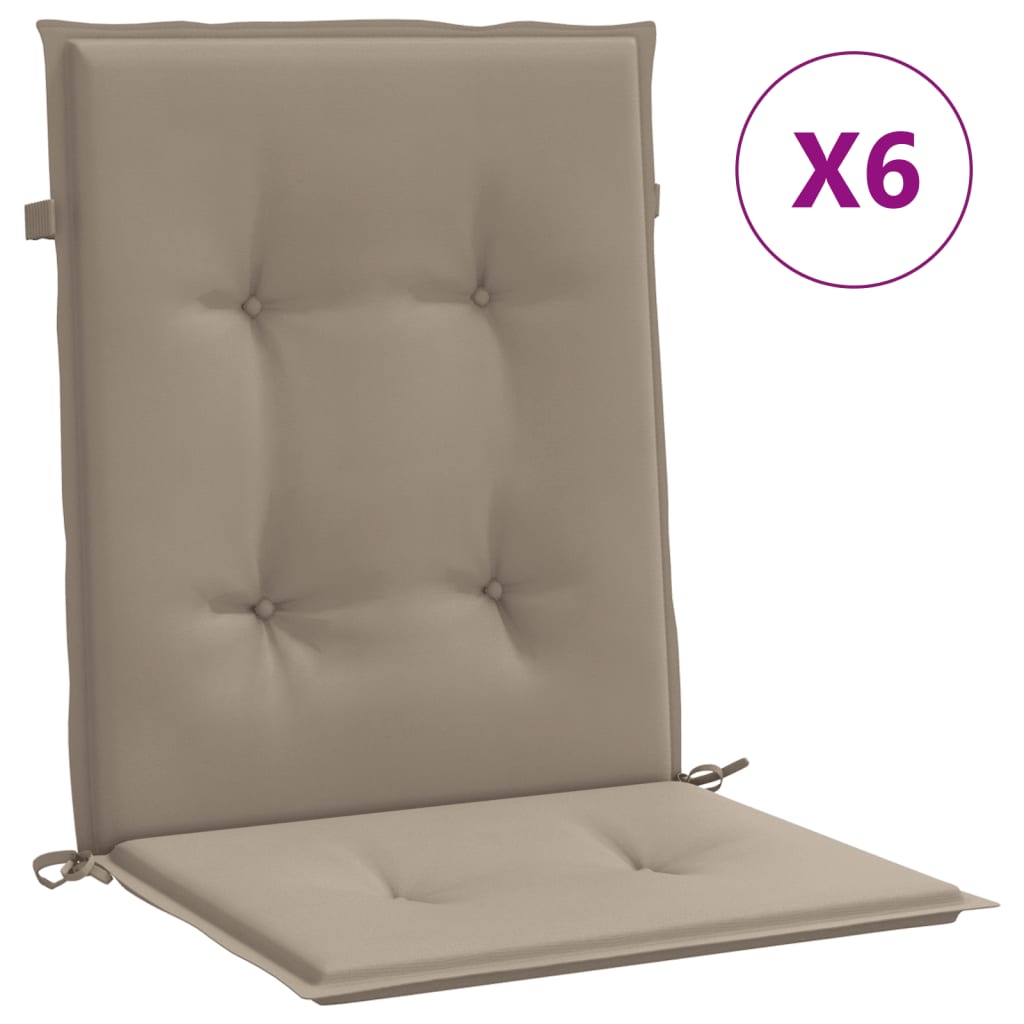 vidaXL Podušky na židli nízké opěradlo 6 ks taupe 100x50x3 cm oxford