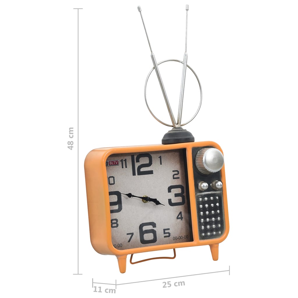 vidaXL Stolní hodiny oranžové a černé 25 x 11 x 48 cm železo a MDF