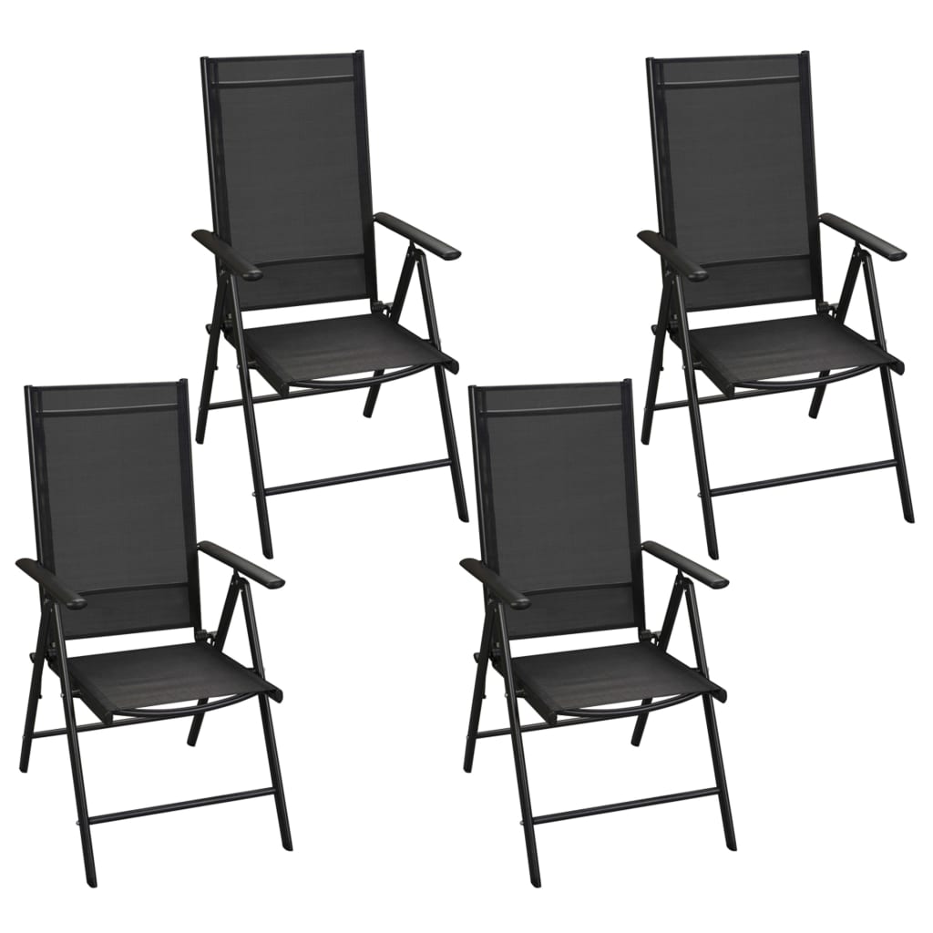 vidaXL 5dílný zahradní jídelní set se skládacími židlemi hliník černý