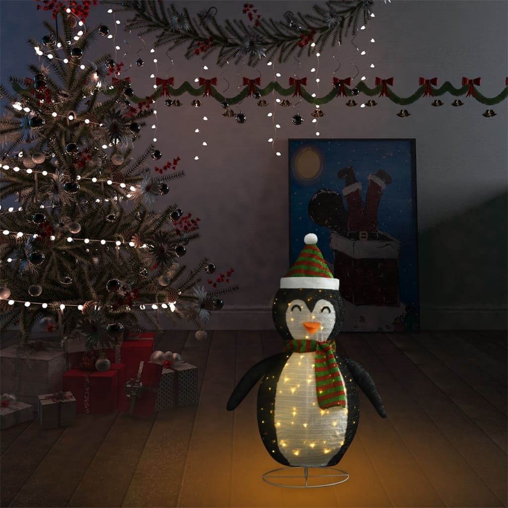 vidaXL Dekorativní vánoční tučňák s LED luxusní tkanina 60 cm