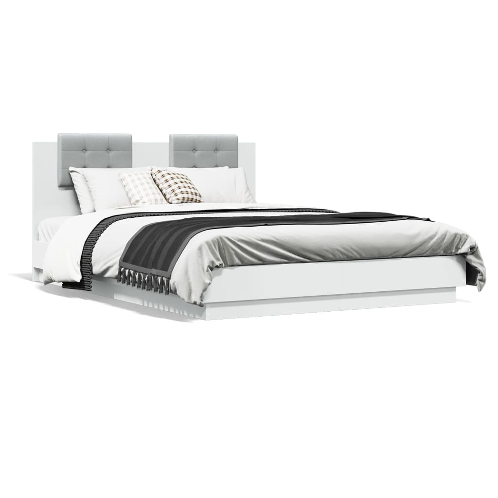 vidaXL Rám postele s čelem bílý 140 x 200 cm kompozitní dřevo