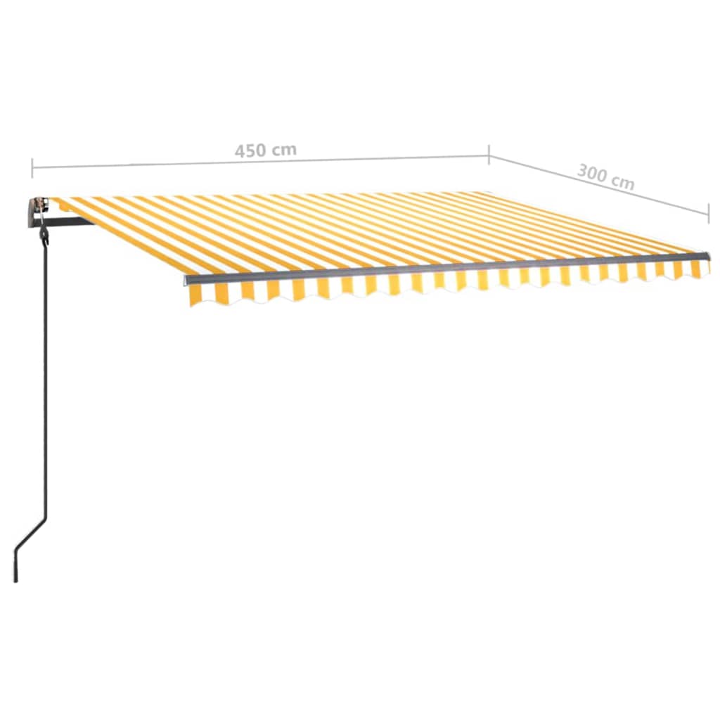 vidaXL Automatická markýza LED a senzor větru 4,5 x 3 m žlutobílá