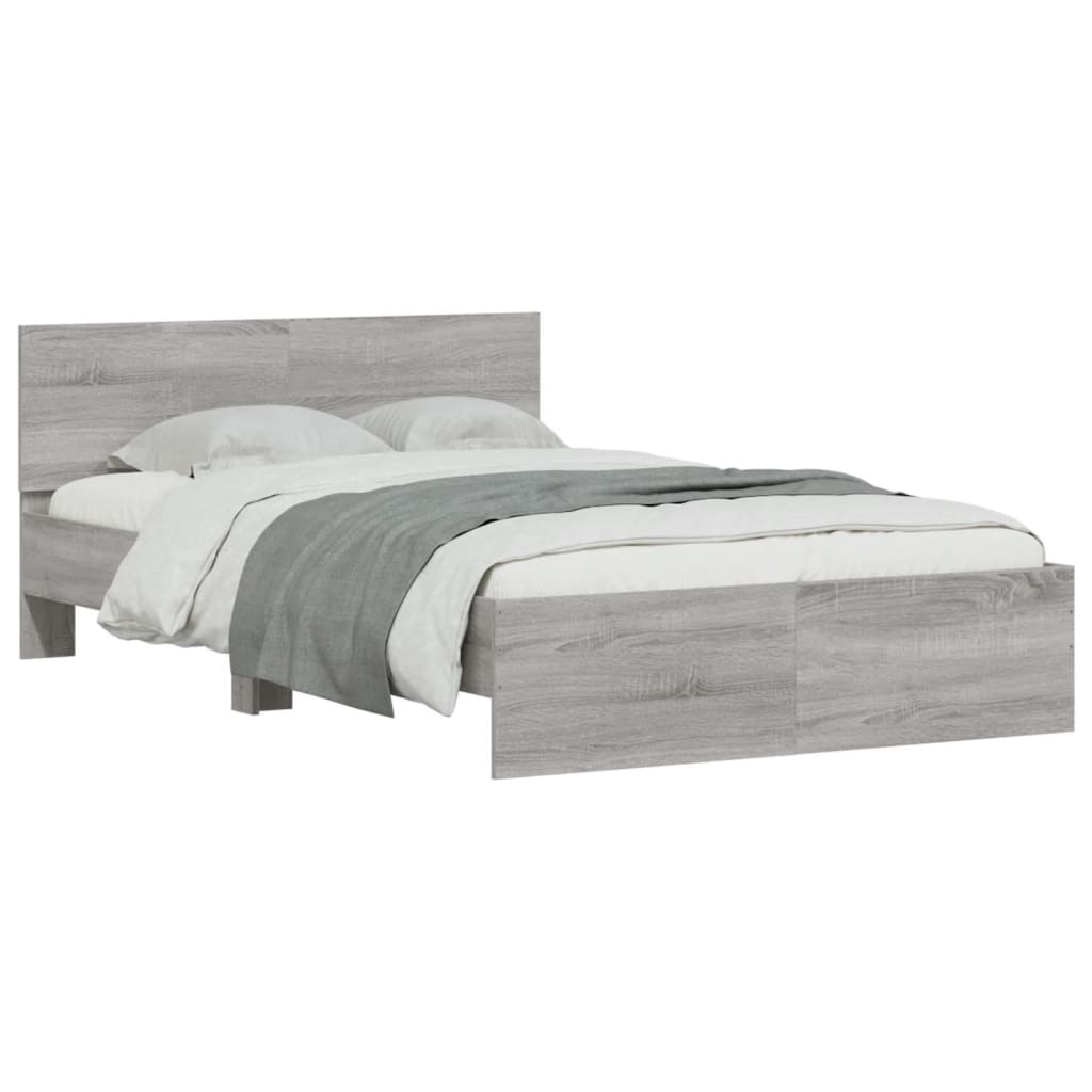 vidaXL Rám postele s čelem šedý sonoma 120 x 190 cm