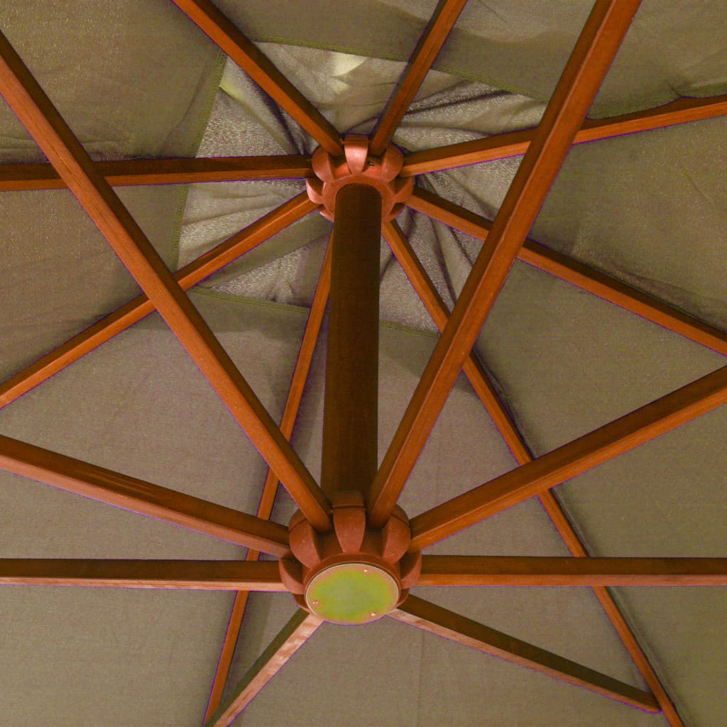 vidaXL Závěsný slunečník s tyčí taupe 3 x 3 m masivní jedlové dřevo