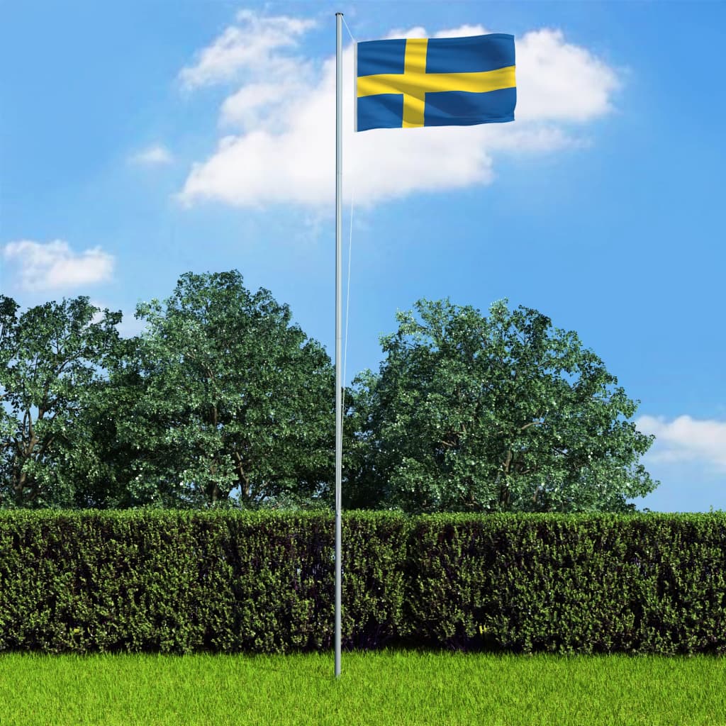 vidaXL Švédská vlajka a stožár hliník 4 m
