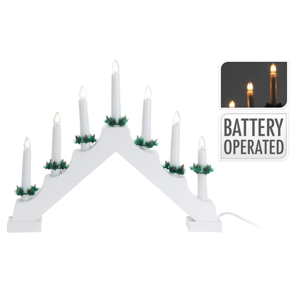 Ambiance Vánoční svícen oblouk se 7 LED diodami bílý