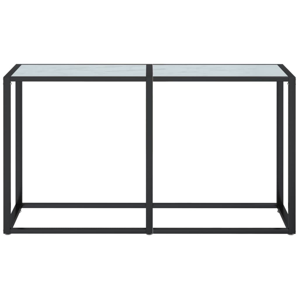 vidaXL Konzolový stolek bílý mramor 140 x 35 x 75,5 cm tvrzené sklo