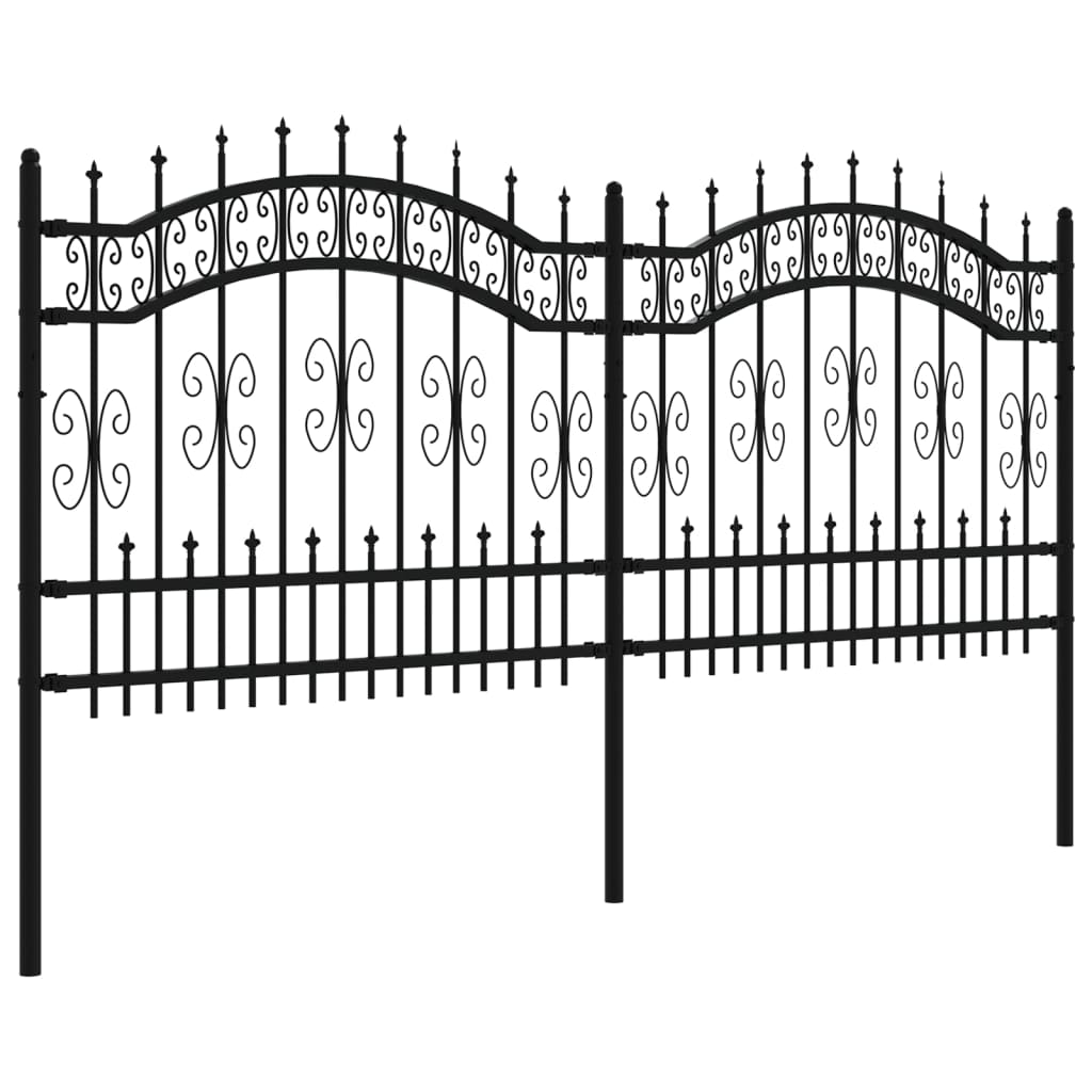 vidaXL Zahradní plot s hroty černý 140 cm práškově lakovaná ocel