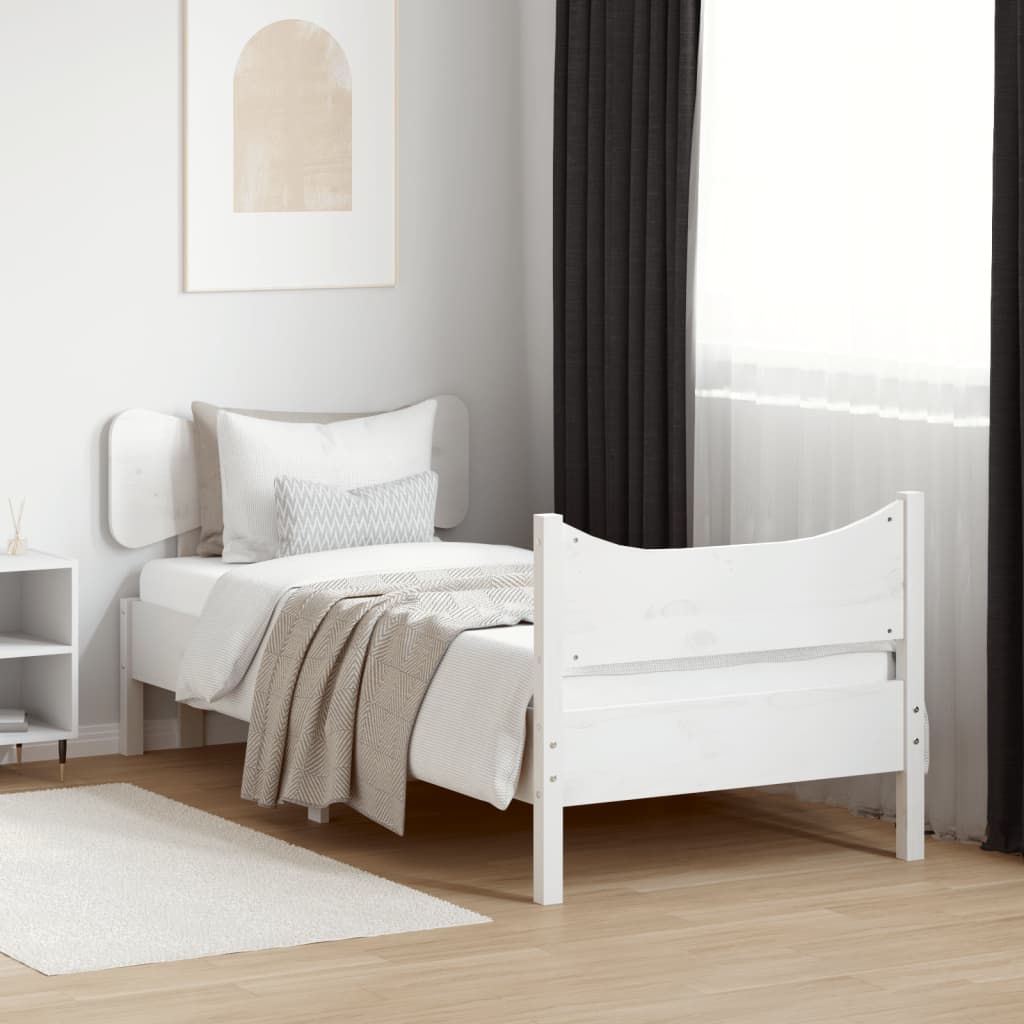 vidaXL Rám postele s čelem bílý 100 x 200 cm masivní borové dřevo