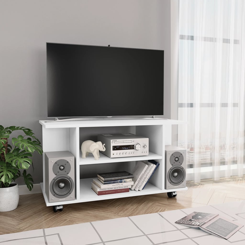 vidaXL TV stolek s kolečky bílý 80 x 40 x 45 cm kompozitní dřevo