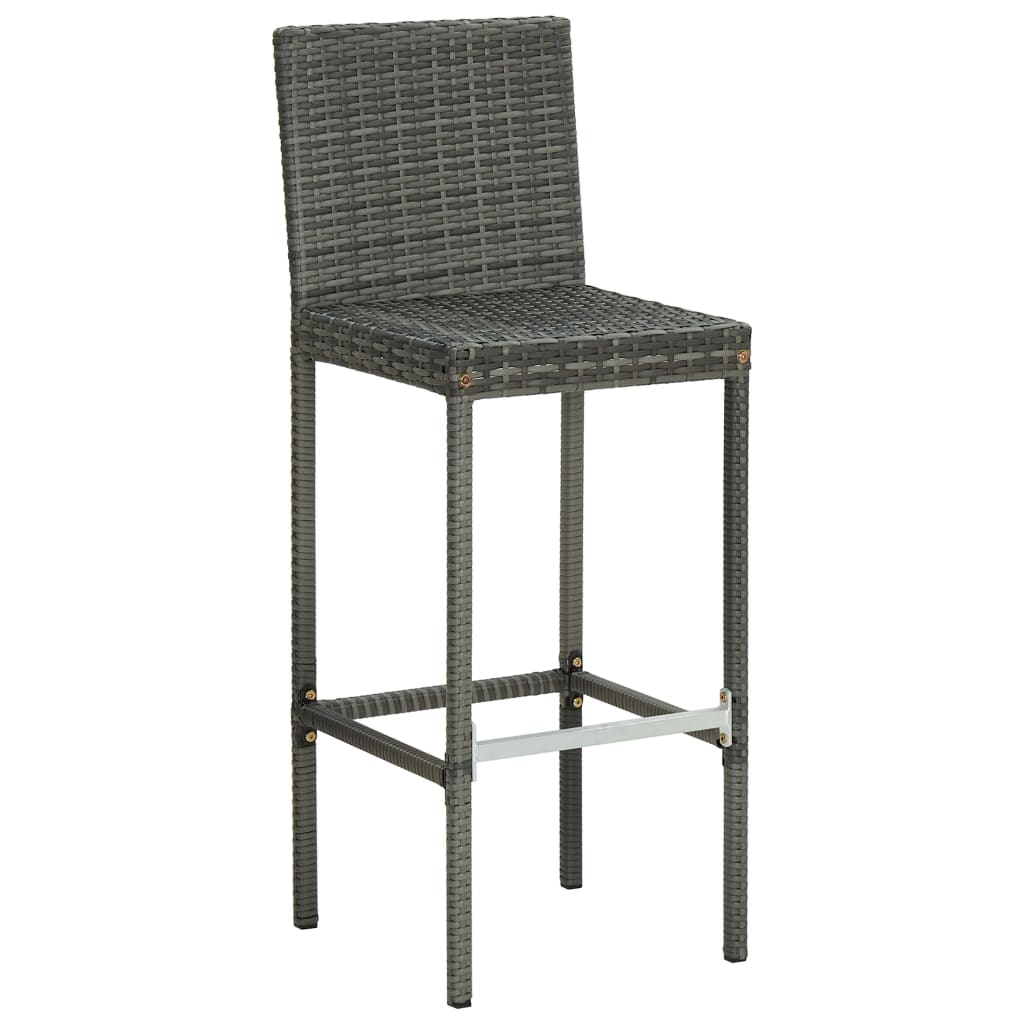 vidaXL Zahradní barové stoličky s poduškami 4 ks šedé polyratan