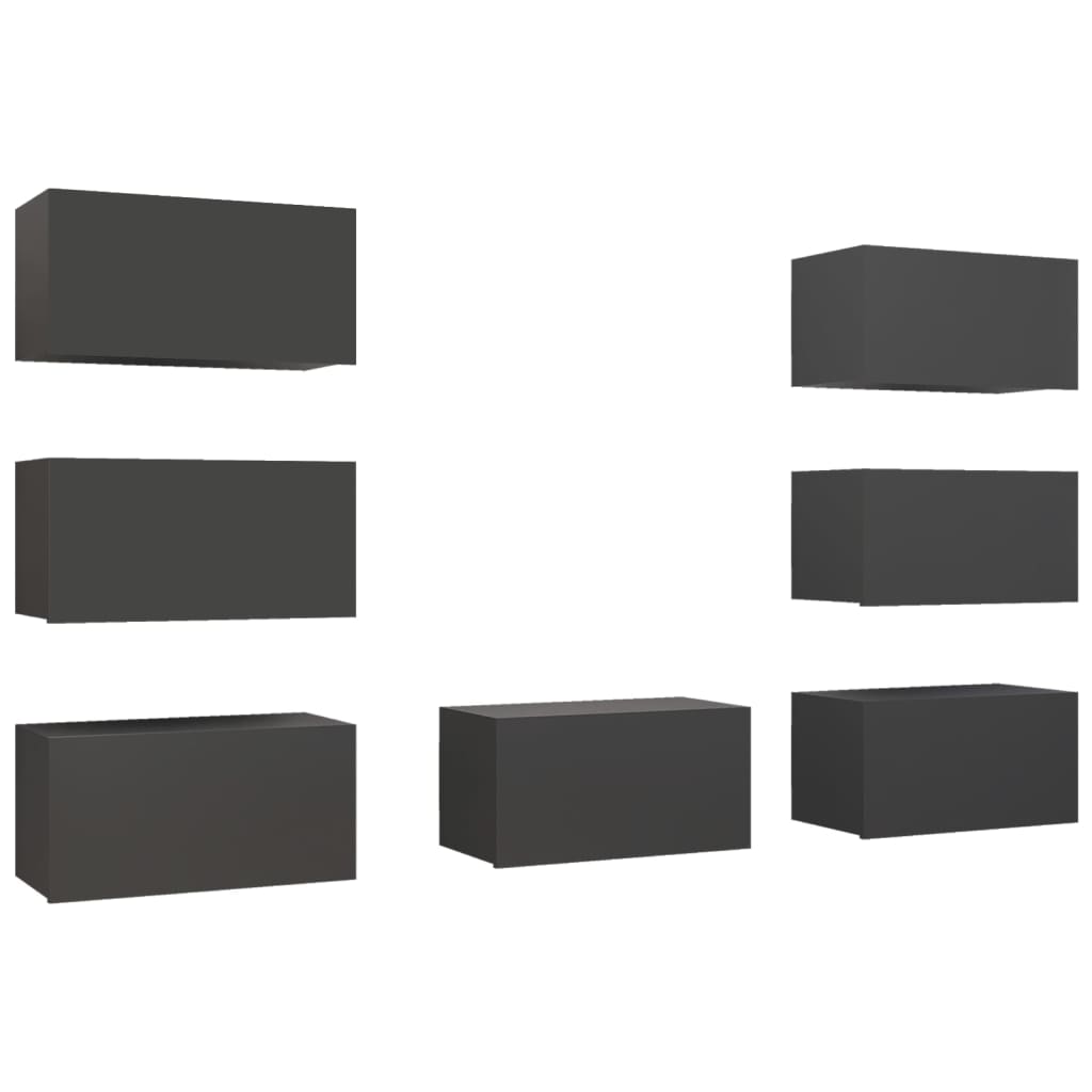vidaXL TV skříňky 7 ks šedé 30,5 x 30 x 60 cm dřevotříska