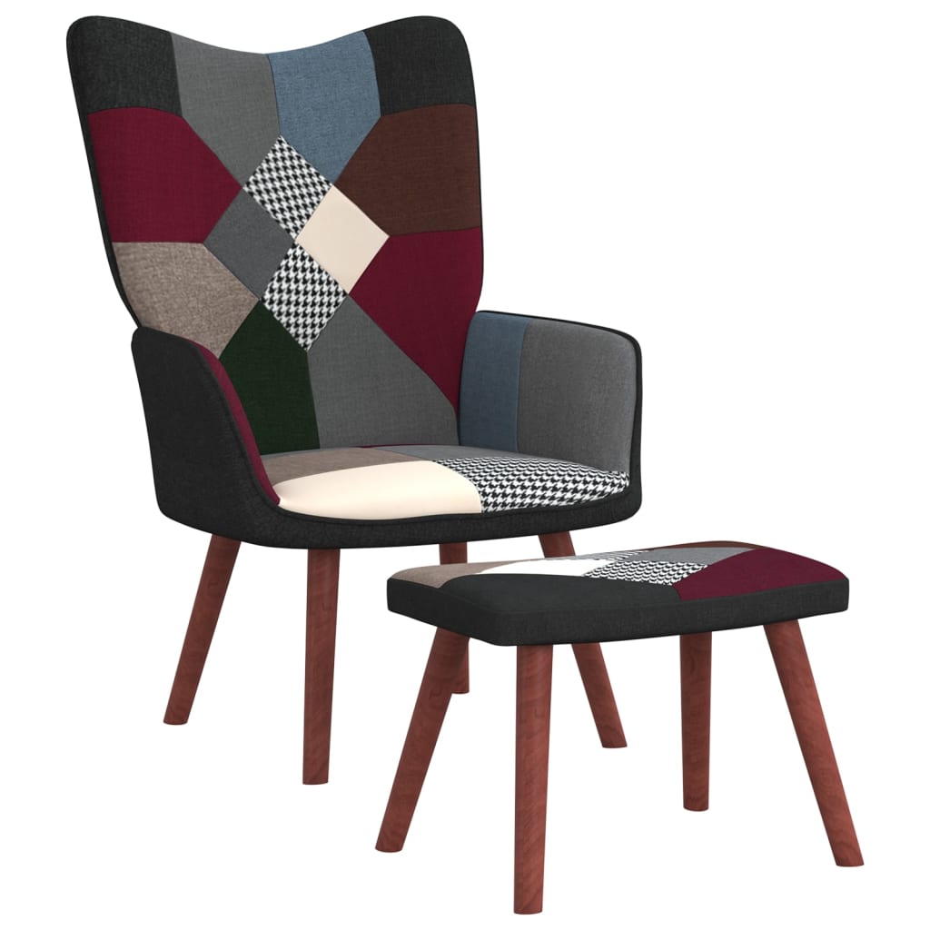 vidaXL Relaxační křeslo se stoličkou patchwork textil