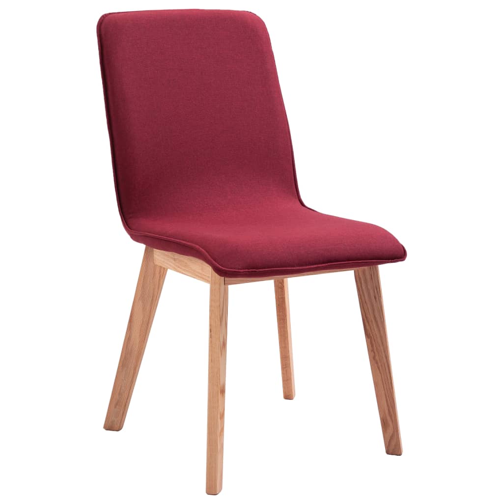 vidaXL Jídelní židle 4 ks červené textil a masivní dubové dřevo