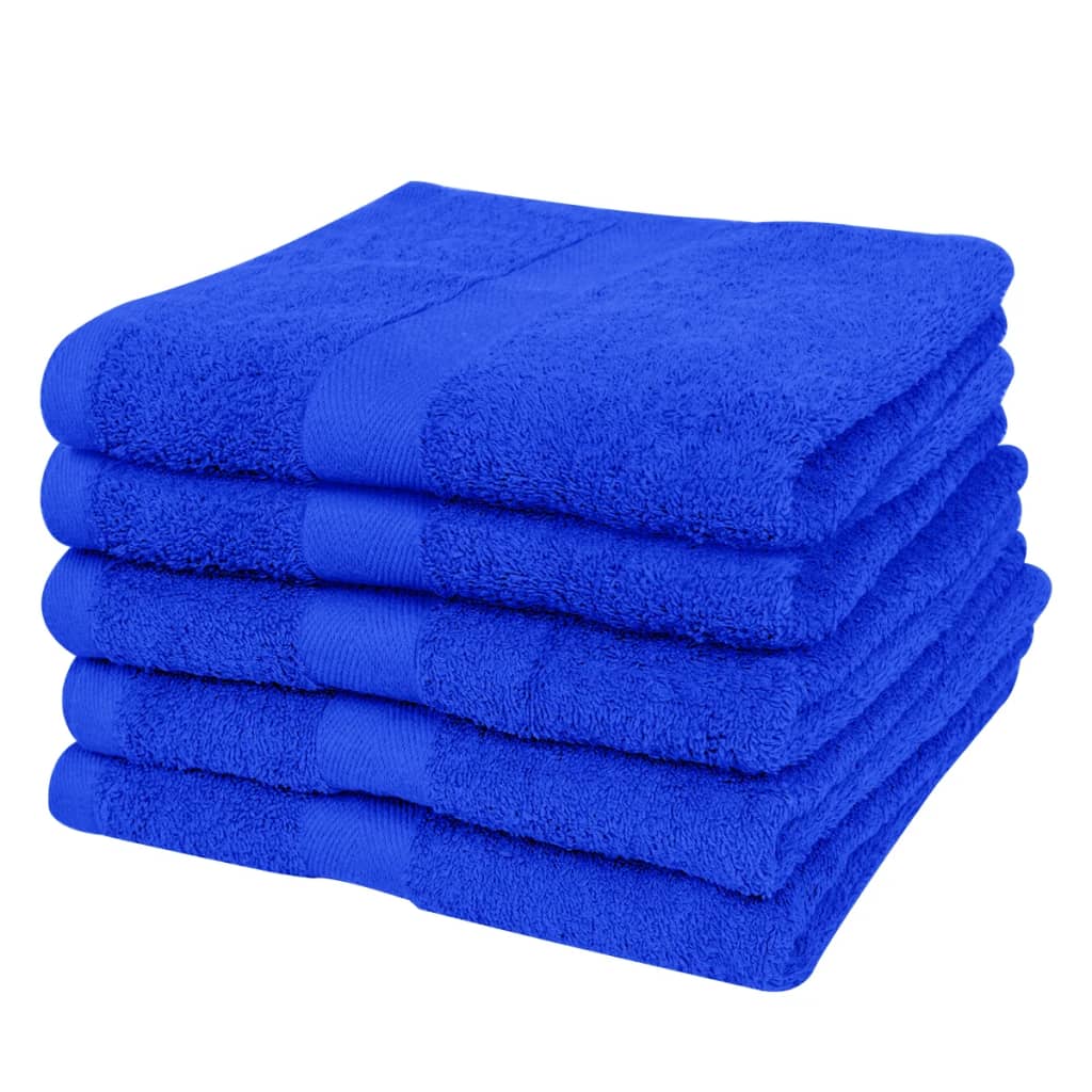 vidaXL Sada koupelových osušek 5 ks bavlna 500 g/m² 100 x 150 cm modrá