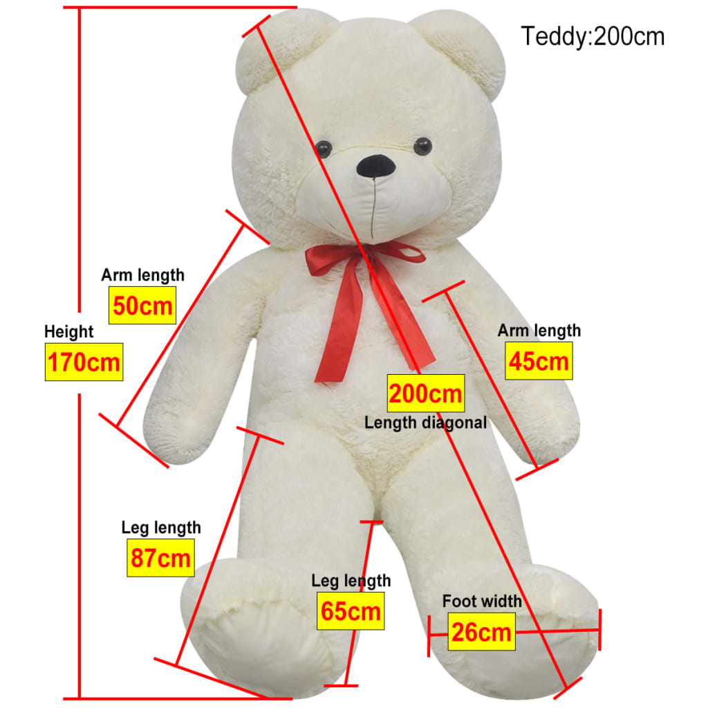 vidaXL Plyšový medvěd hračka bílý 170 cm