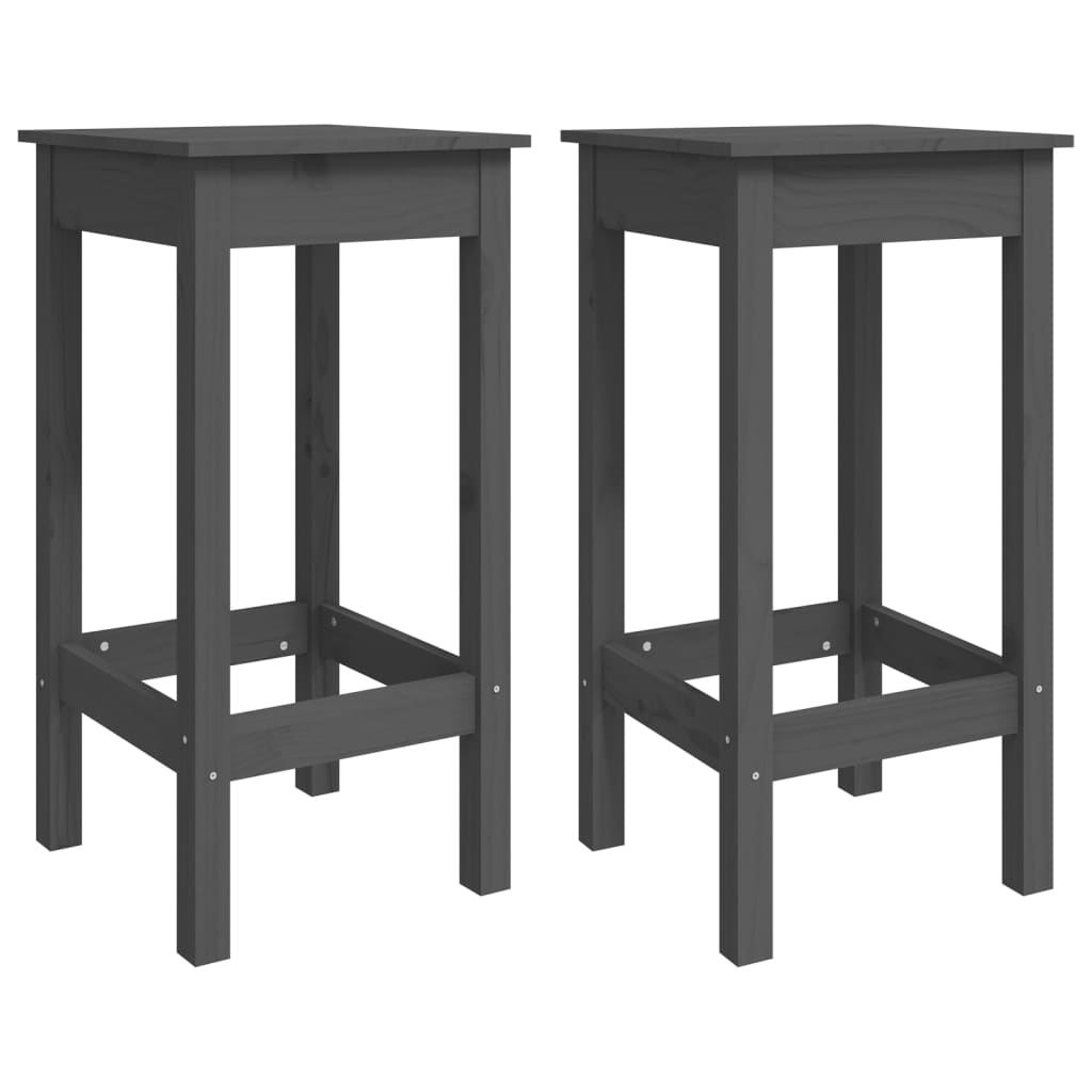 vidaXL Barové židle 2 ks šedé 40 x 40 x 78 cm masivní borové dřevo