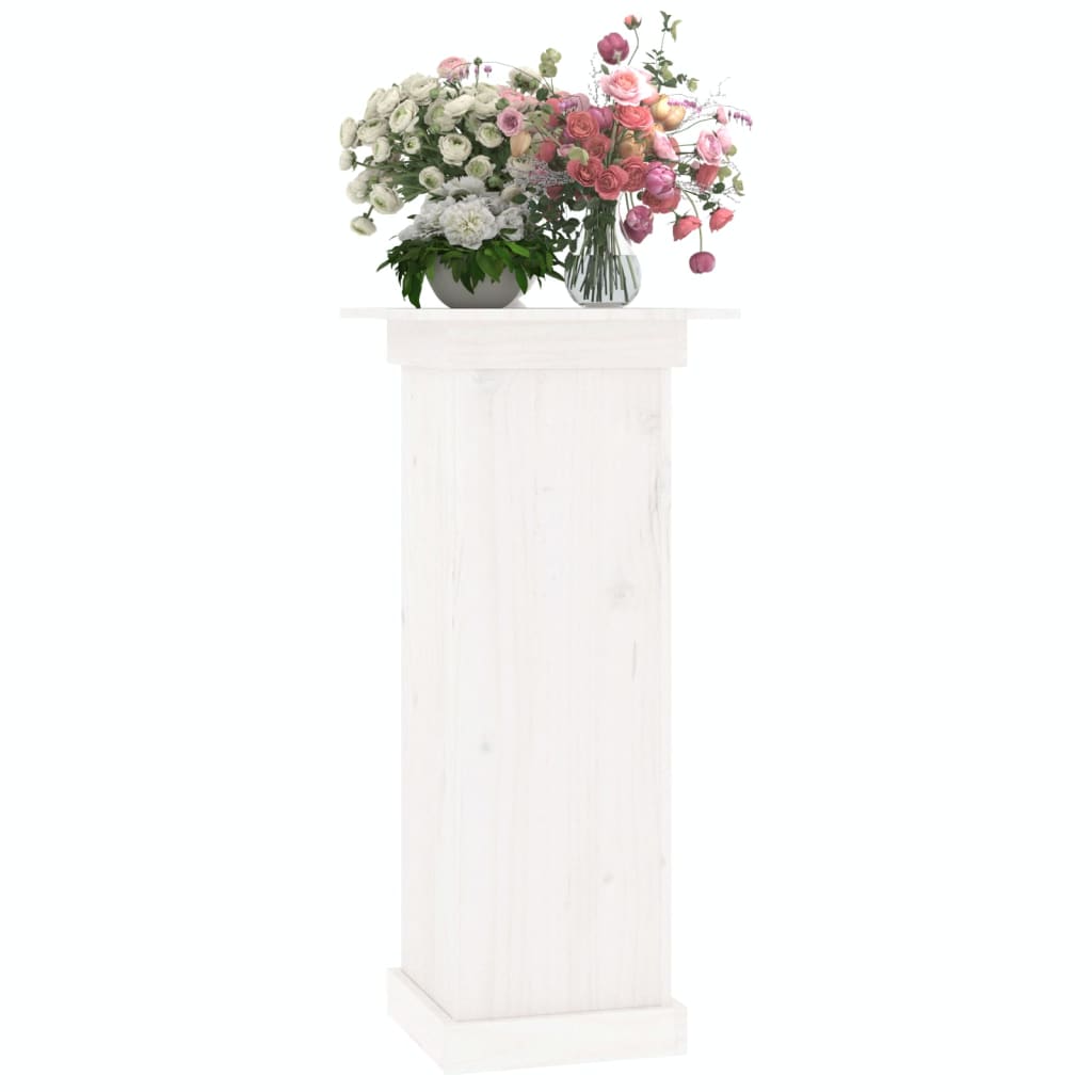 vidaXL Stojan na květiny bílý 40 x 40 x 90 cm masivní borové dřevo