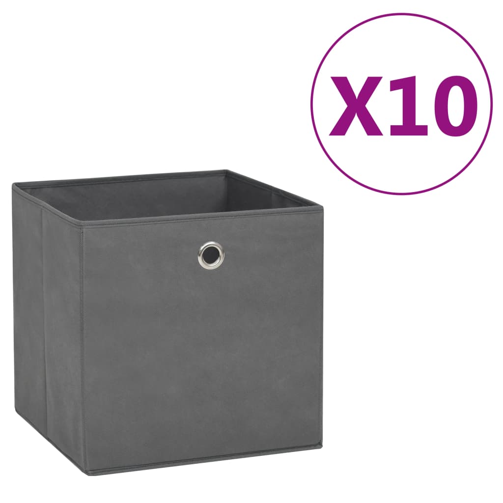 vidaXL Úložné boxy 10 ks netkaná textilie 28 x 28 x 28 cm šedé