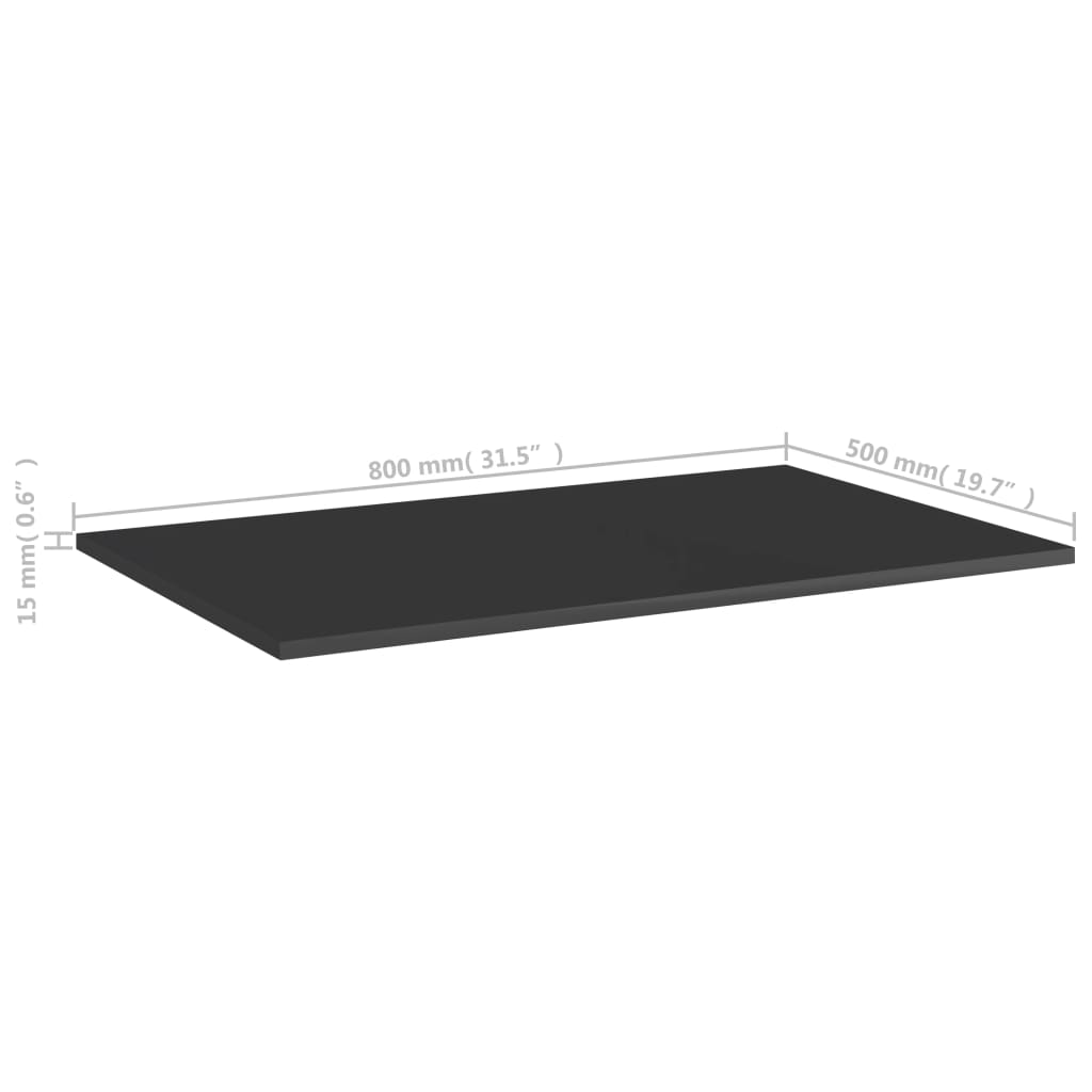 vidaXL Přídavné police 4 ks černé vysoký lesk 80x50x1,5 cm dřevotříska