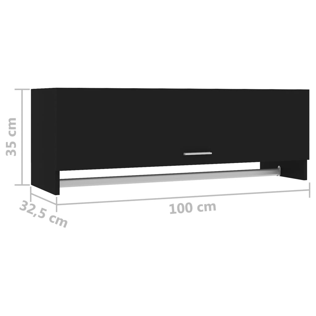vidaXL Šatní skříň černá 100 x 32,5 x 35 cm dřevotříska