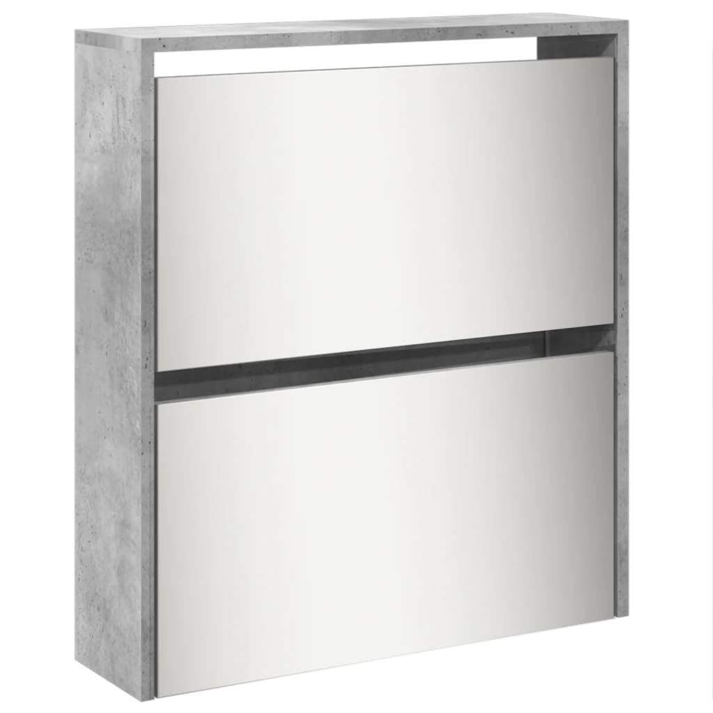 vidaXL Botník se zrcadlem 5patrový betonově šedý 63 x 17 x 169,5 cm