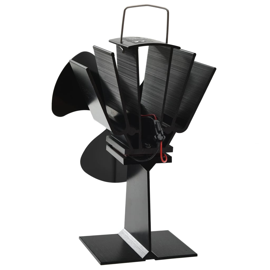 vidaXL Teplem poháněný ventilátor na kamna 3 lopatky černý