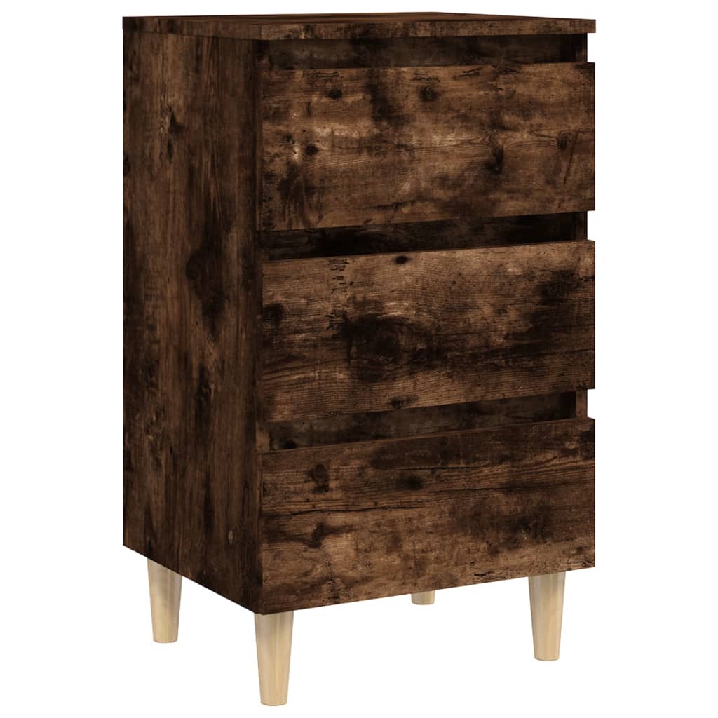 vidaXL Noční stolek nohy z masivního dřeva kouřový dub 40 x 35 x 69 cm