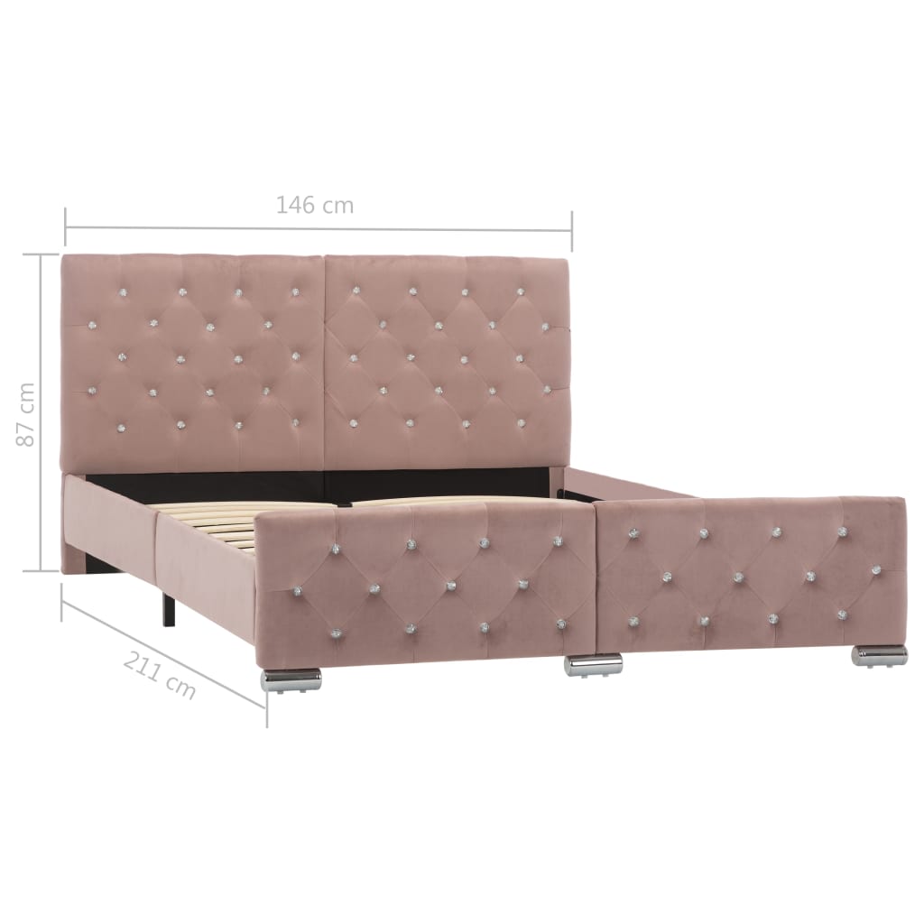 vidaXL Rám postele růžový samet 140 x 200 cm