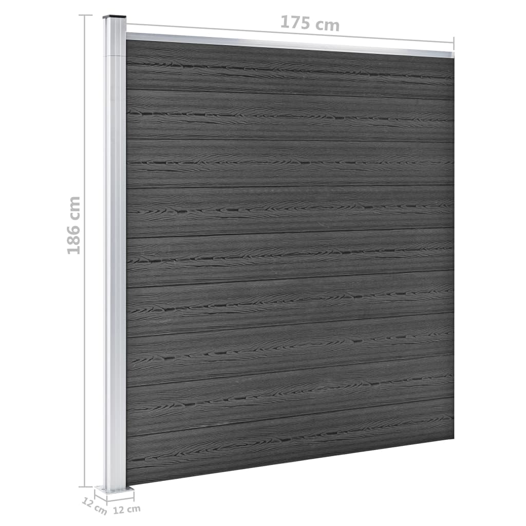 vidaXL Set plotových dílců WPC 699 x 186 cm černý