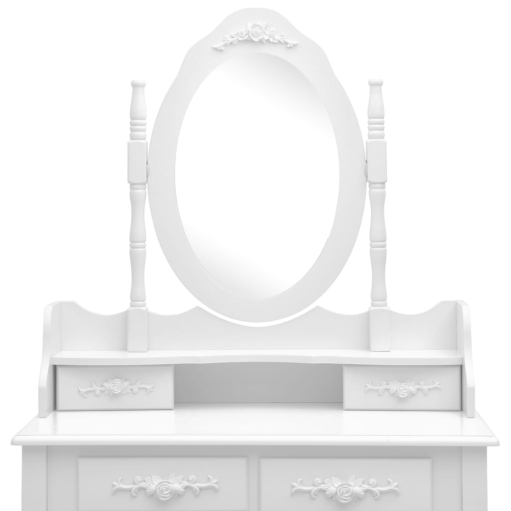 vidaXL Toaletní stolek se stoličkou bílý 75 x 69 x 140 cm pavlovnia